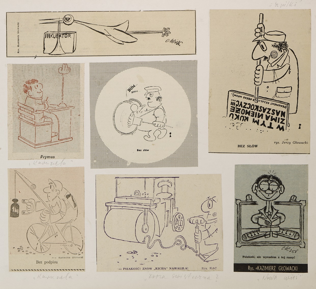 Kolekcja grafik humorystycznych (wycinków prasowych) - Spuścizna Kazimierza Głowackiego